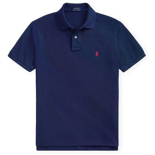 Polo Ralph Lauren Polo majice kratki rokavi Custom Slim Fit Mesh Polo Shirt - Navy Modra Slike
