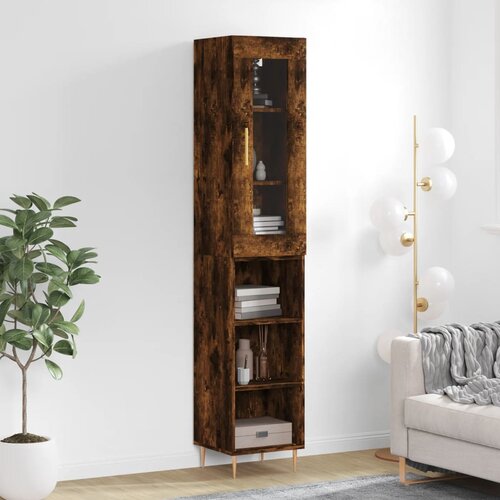 VidaXL Visoka omara dimljeni hrast 34,5x34x180 cm inženirski les Slike