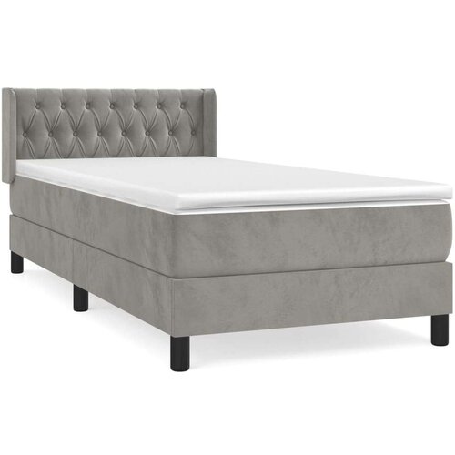 Box spring krevet s madracem svjetlosivi 90x190 cm bar&amp;scaron;unasti Slike
