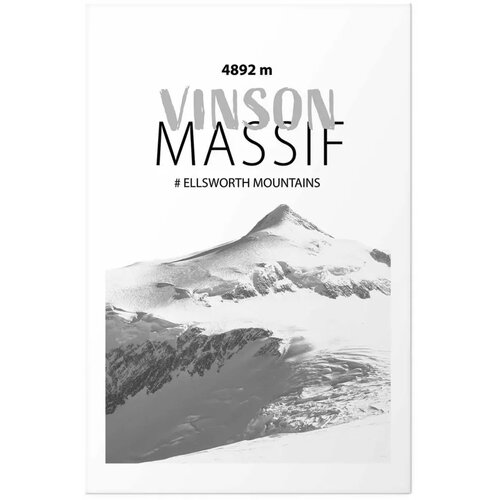  Plakat - The majestic Vinson Massif mountain peak crown of mountains mountain landscape 40x60 Bez okvira s margom Slike