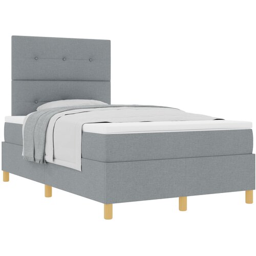 VidaXL Krevet s uzglavljem i madracem Svjetlosiva 120x200 cm Tkanina Slike