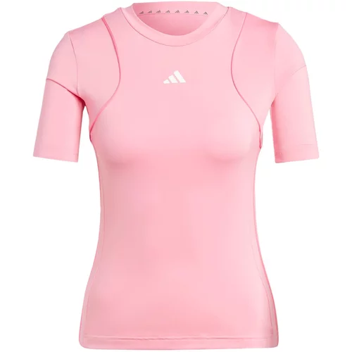 Adidas Tehnička sportska majica 'Hyperglam' prljavo roza / bijela