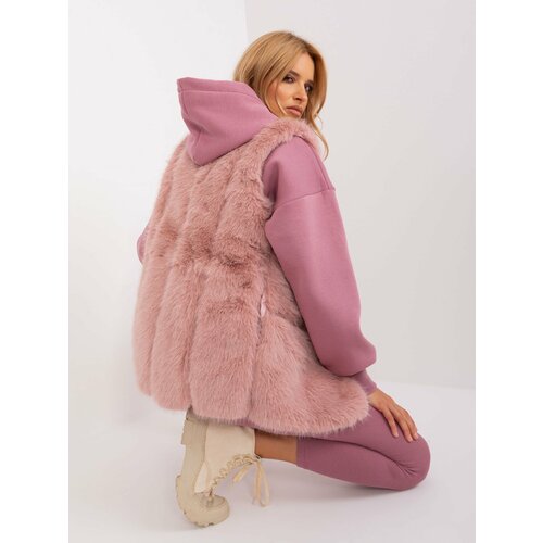 Fashion Hunters Women's fur vest in light pink color Slike