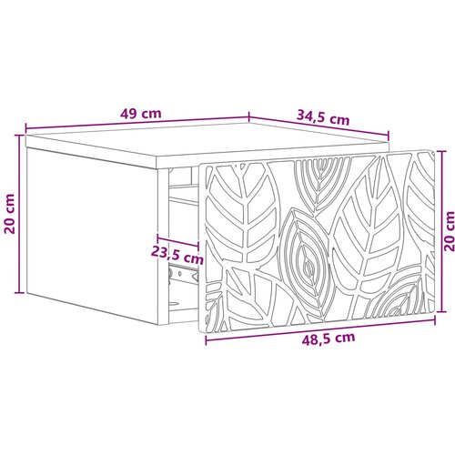  Noćni ormarić za montažu na zid Crna 49 x 34,5 x 20 cm Slike