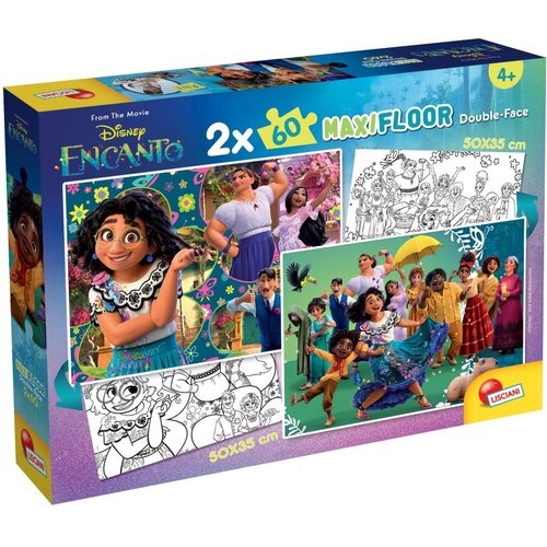 Slagalica Disney Encanto 2 v 1 maxi sestavljanka 2x60 delov in pobarvanka 50x35cm - Lisciani Cene