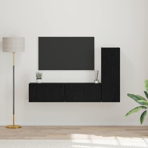  Set TV komoda 3 kom. Crni hrast Konstruirano drvo Crna 60 x 30 x 30 cm Cene