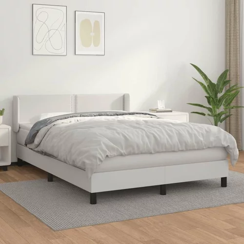  Box spring postelja z vzmetnico bel 140x190 cm umetno usnje, (20901567)
