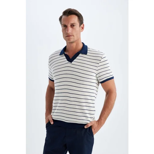 Defacto Regular Fit Striped Knitwear Short Sleeve Polo T-Shirt