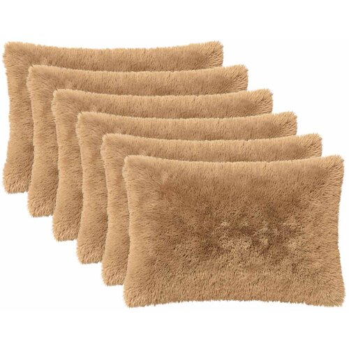  Presvlaka za jastuk 6 pcs HEERLEN Sivosmeđa 50 x 80 cm PV flis Slike