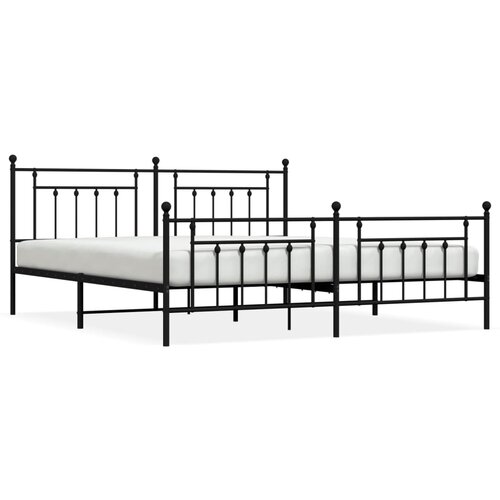 Maison Chic Kovinski Posteljni okvir - Dvoposteljna postelja - Zakonska postelja z vzglavjem in vznožjem črn 200x200 cm, (21696482) Slike