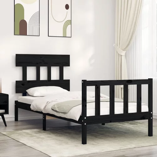 vidaXL Okvir za krevet s uzglavljem crna 100x200 cm od masivnog drva