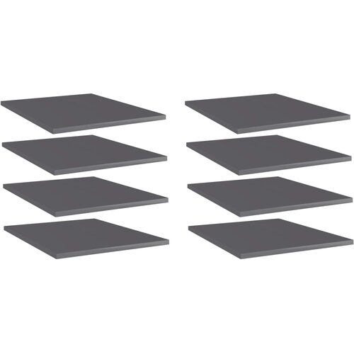 VidaXL Police za knjige 8 kom visoki sjaj sive 40x50x1,5 cm od iverice Slike