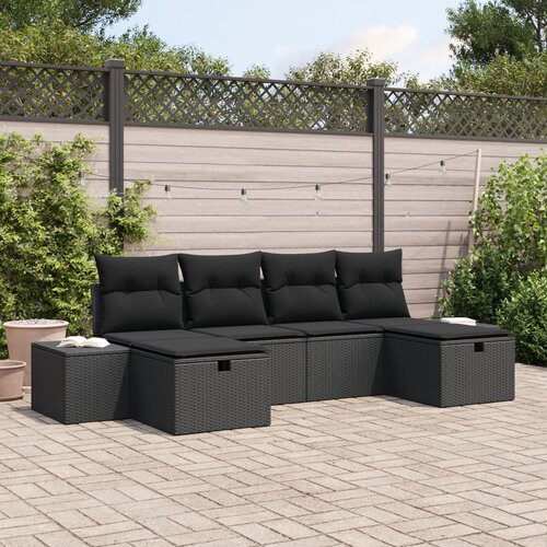 VidaXL set od 6 vrtnih sofa s jastucima crni poli ratan Slike