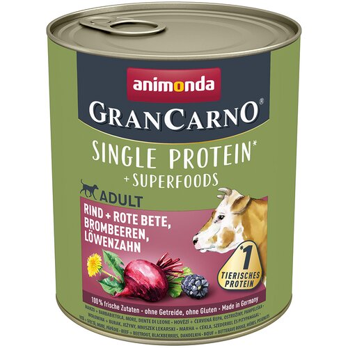 animonda GranCarno Adult Superfoods 6 x 800 g - Govedina + rdeča pesa, robide, regrat Cijene