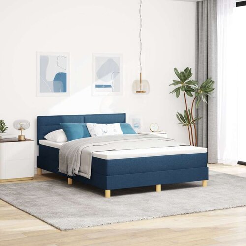 Box Spring Krevet s Madracem Plavi 140x190 cm Tkanina Slike