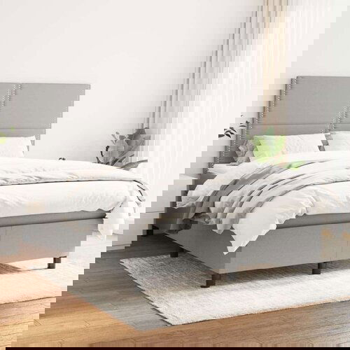  Box spring postelja z vzmetnico svetlo siva 140x200 cm blago, (20726847) Slike