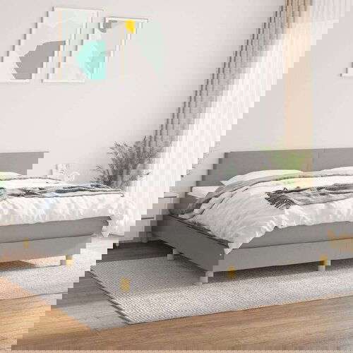  Box spring postelja z vzmetnico svetlo siva 160x200 cm žamet, (20790715) Slike