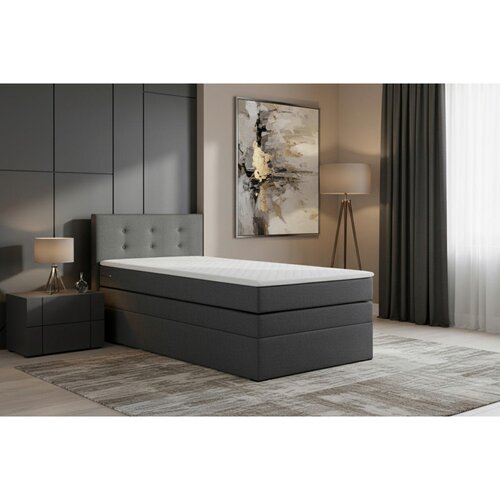 MID.YOU BOXSPRING POSTELJA 90 cm x 200 cm , tekstil, leseni material antracit Slike
