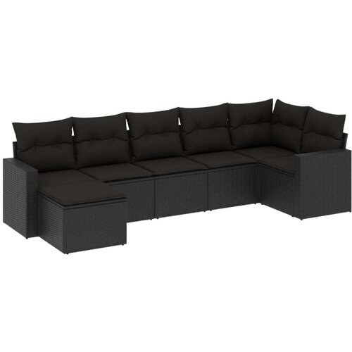 vidaXL 7-dijelni set vrtnih sofa od poliratana s jastucima crni Cene