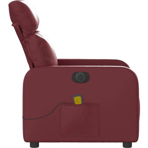 VidaXL Električni masažni naslonjač od umjetne kože crvena boja vina Slike