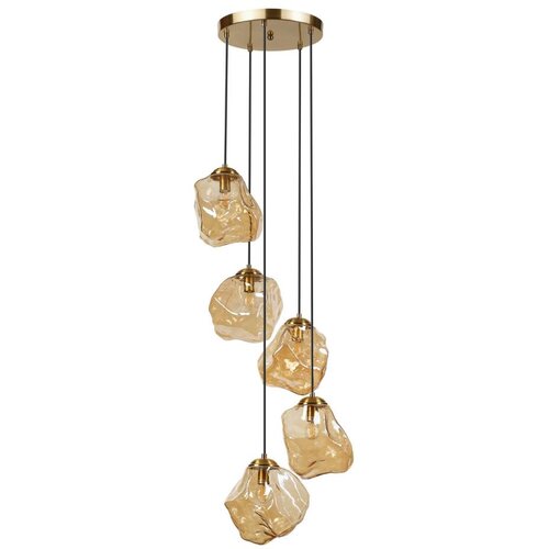 Luster na sajli CRISTAL 5xE14/15W/230V mesing/zadimljeno bež Cene