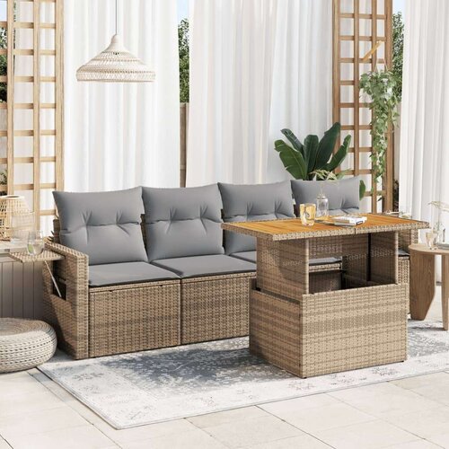 5-dijelni vrtni set sofa s jastucima bež od poliratana Cijene