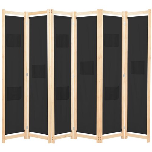 VidaXL Sobna pregrada sa 6 panela od tkanine 240 x 170 x 4 cm crna Slike