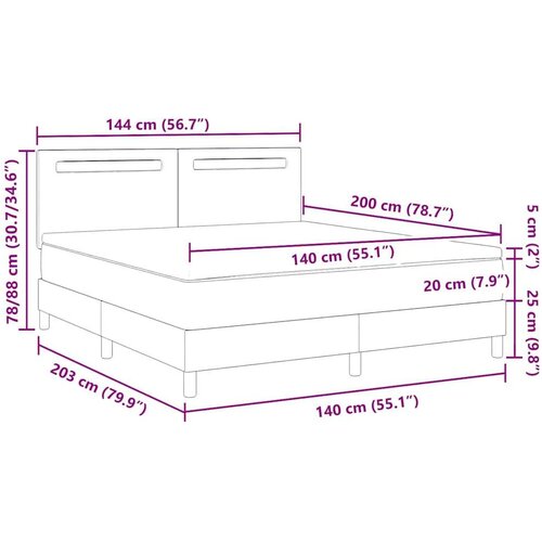 VidaXL Krevet s kutijom opruga i crnim madracem 140x200 cm od umjetne kože Slike