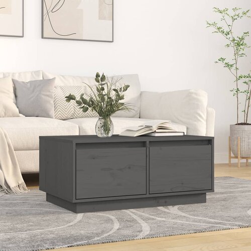 The Living Store Klubska mizica siva 80x50x35 cm trdna borovina - Klubska Mizica, (21574846) Cene