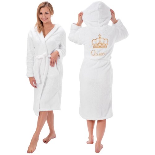  Ženski kućni ogrtač QUEEN WHITE s ovratnikom L/XL Cijene