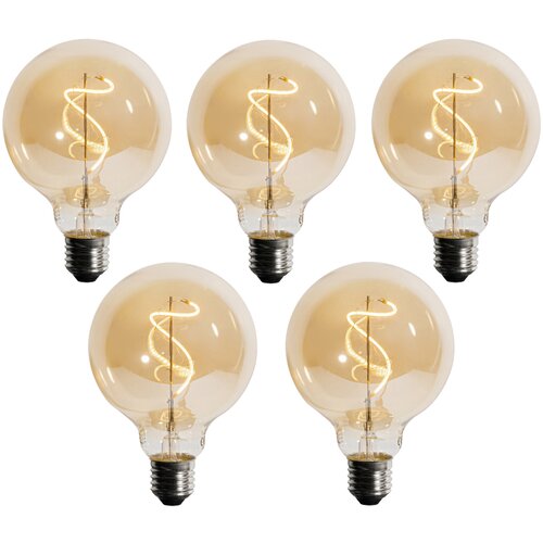 LUEDD Komplet 5 E27 zatemljiva LED spiralna nitka G95 4W 270lm 2200K Cene