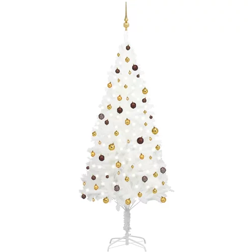  Umjetno božićno drvce s LED svjetlima i kuglicama bijelo 240 cm