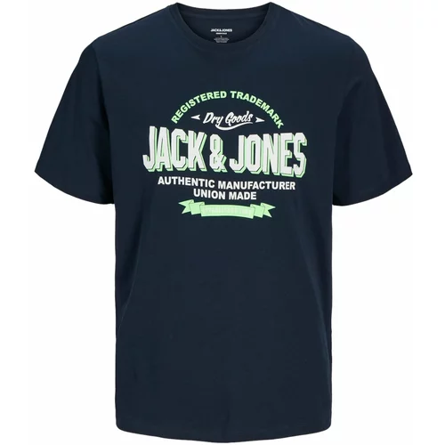 Jack & Jones Majica mornarsko plava / svijetlozelena / bijela