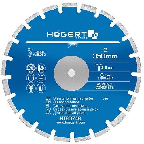 Hogert segmentirana dijamantska rezna ploča za beton i asfalt 350 mm Cene