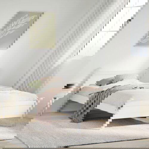 VidaXL Posteljni okvir brez vzmetnice bel 75x190 cm trdna borovina Slike