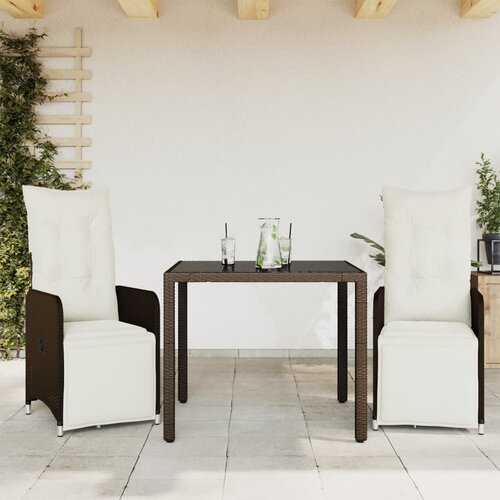 VidaXL 3-dijelni vrtni bistro set od poliratana s jastucima smeđi Slike