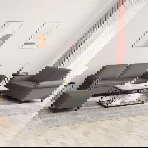 vidaXL Sedežna garnitura 3-delna z blazinami sivo umetno usnje Cene