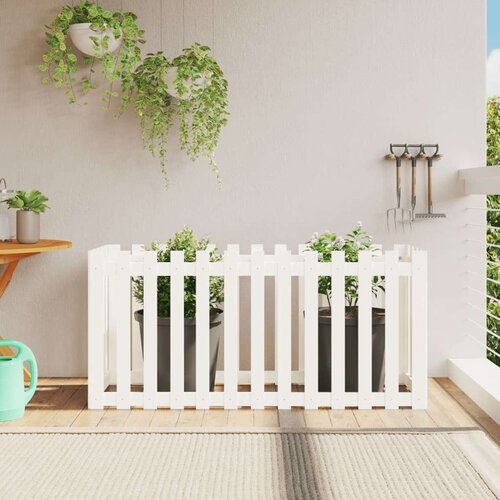 VidaXL Povi&amp;scaron;ena vrtna gredica bijela 150x50x50 cm masivna borovina Slike
