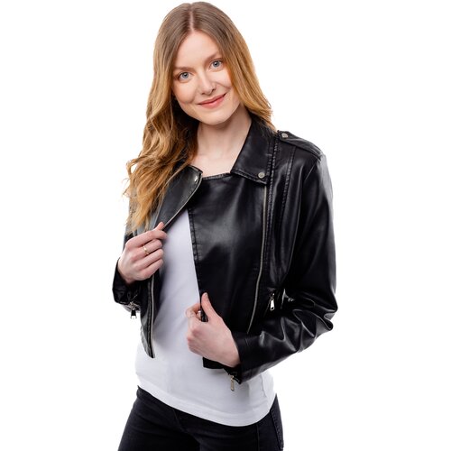Glano Women&amp;#039;s Leatherette Jacket - Black Slike