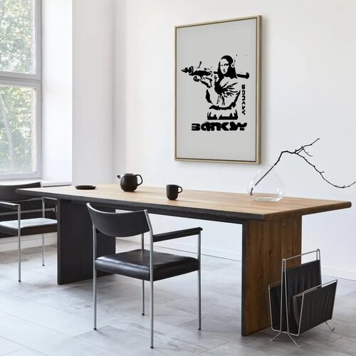  Slika - Contrast Duel (1-part) - Banksy on Mural with Mona Lisa 60x90 U prirodnom drvenom okviru Slike