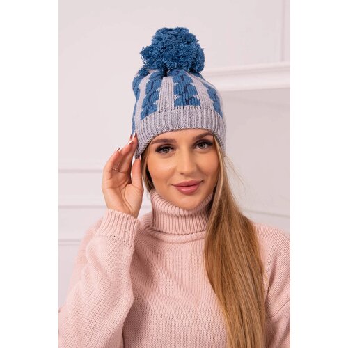 Kesi Cap with a pompom Rozalia K323 white+grey Slike