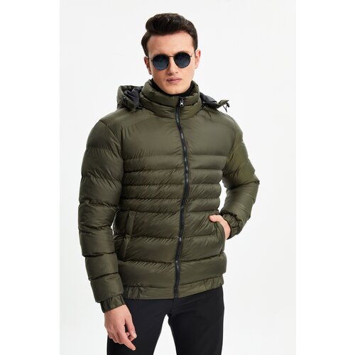River Club Men's Khaki Hooded Water And Windproof Winter Puffy Coat. Slike