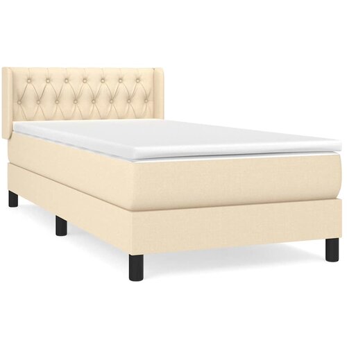 Krevet s oprugama i madracem krem 90 x 200 cm od tkanine Slike