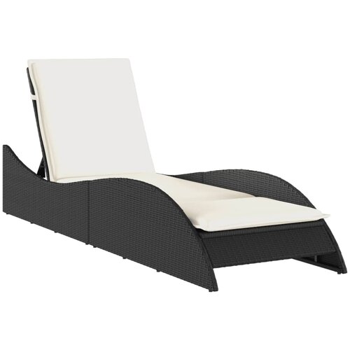 Maison Chic Ležalnik - Sončna ležalnik z blazino črn 60x205x73 cm poli ratan, (22043231) Cene
