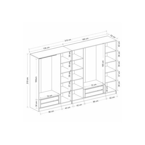 Hanah home Ormar Kale 315x210x52cm Siva Slike