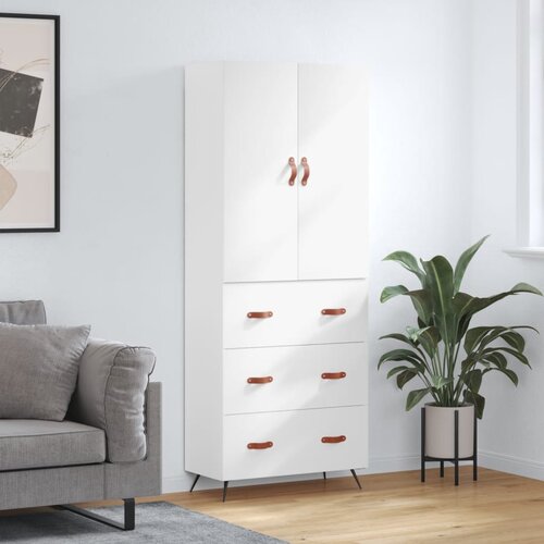  Visoka komoda bijela 69,5x34x180 cm konstruirano drvo Cene
