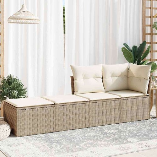 VidaXL 2-dijelni set vrtnih sofa s jastucima bež od poliratana bagrem Slike