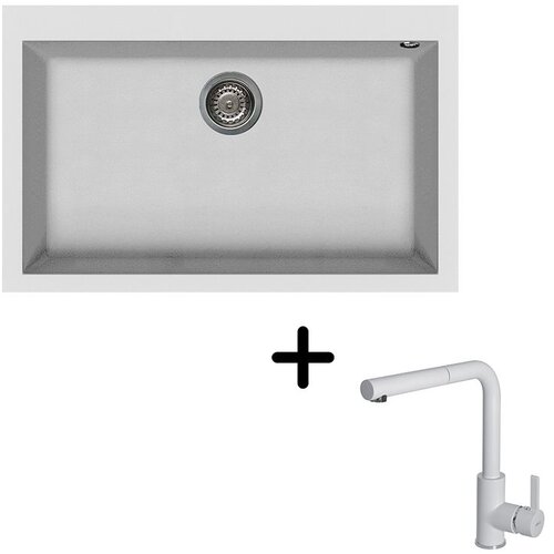  Sudoper Elleci Quadra 130 + slavina C02 Bianco Slike