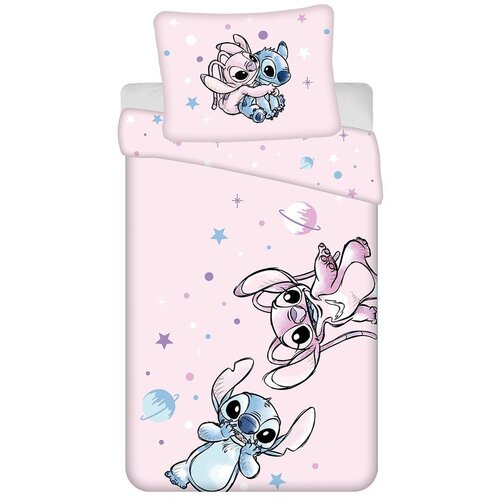 Jerry Fabrics Ružičasta pamučna dječja posteljina za krevet za jednu osobu 140x200 cm Lilo a Stitch "Universe" – Cijene