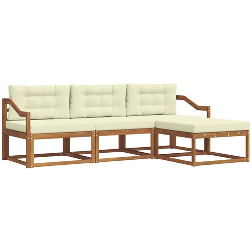  Set vanjskih sofa 4 kom. Prirodna i krem Smeđa 245,5 x 162,5 x 73 cm Slike